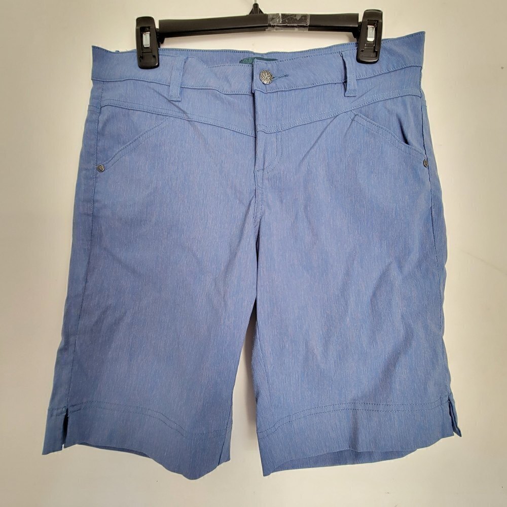 Prana Tashia Blue Space Dye Long Bermuda Shorts Pants Size 8